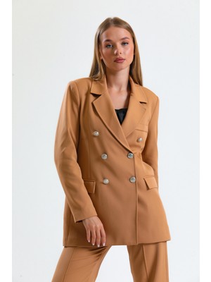 Sense Içi Astarlı  Hürrem Kumaş Oversize Blazer Ceket | CKT34236 Camel