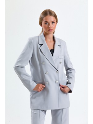 Sense Içi Astarlı  Hürrem Kumaş Oversize Blazer Ceket | CKT34236 Gri