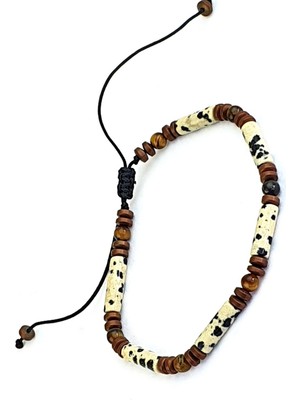 Ose Shop Hematit Kaplan Gozu ve Alaca Taşlı Doğal Taş Tasarım Bileklik