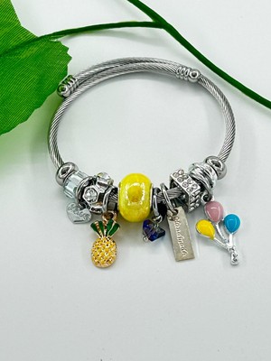 Bhs Life  Charm Sarı Taşlı Ananas Balon Çelik Bileklik