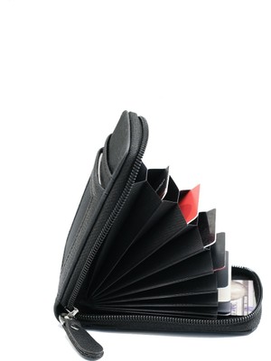 ED Design 12 Bölmeli Fermuarlı Siyah Kredi Kartlık Cüzdan