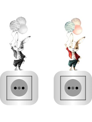 Kt Grup Balonlu Tavşanlar 2'li Priz Sticker