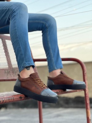 Bpm BA0104 Bağcıklı Taba Ekose Süet Siyah Taban Spor Klasik Erkek Ayakkabı