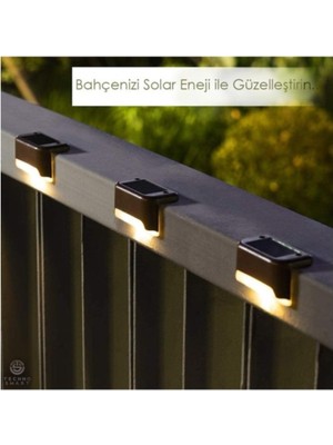 Menfry Solar Güneş Enerjili Şarj Edilen Köşebent Merdiven Veranda Bahçe LED Lamba Siyah (1-Adet)