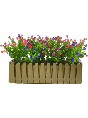 Nettenevime Yapay Çiçek Dore Gold Çit Balkon Saksısı Renkli Mineli Şimşir Çiçekli 55*35CM