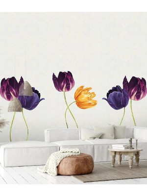 Kt Grup Renkli Laleler Sulu Boya Duvar Sticker Seti