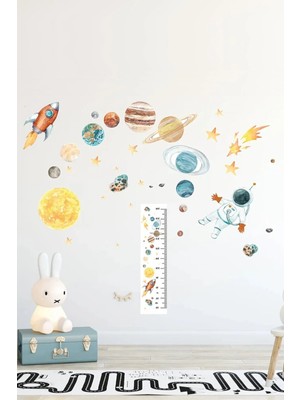 Kt Grup Uzay Boşluğu Astronot Gezegenler 150 Adet Yıldız ve Boy Ölçerli Mega Set Duvar Sticker