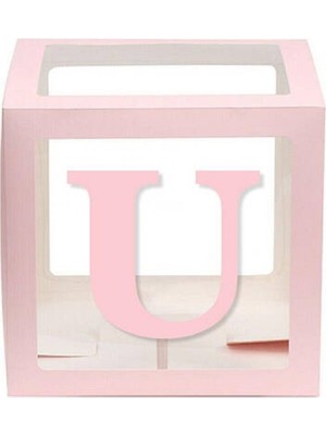 Kidspartim Şeffaf Kutu Harf Pembe U