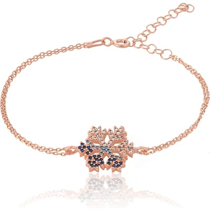 Zanaat Silver Zanaatsilver 925 Ayar Gümüş Zincirli Rose Kaplama Çift Zincirli Kar Tanesi Bileklik