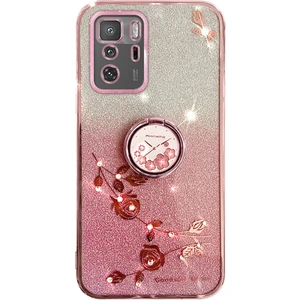 Lr Joyful Xiaomi Poco X3 Gt Elektrokaplatma Cep Telefonu Kılıfı Gritter Gradient Rhinestone Çiçek Tpu Kickstand ile Kapak (Yurt Dışından)