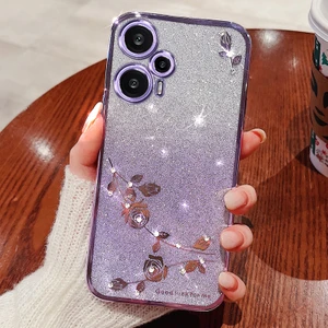Lr Joyful Xiaomi Redmi Note 12 Turbo / Poco F5 5g Tpu Telefon Kapağı Çiçek Rhinestone Gradient Glitter Case (Yurt Dışından)