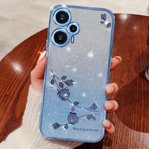 Lr Joyful Xiaomi Redmi Note 12 Turbo / Poco F5 5g Tpu Telefon Kapağı Çiçek Rhinestone Gradient Glitter Case (Yurt Dışından)