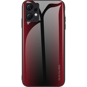 Lr Joyful Xiaomi Redmi Not 12 4g Temperli Cam Geri Kılıf Karbon Fiber Doku Yumuşak Tpu Çerçeve Telefon Kapağı (Yurt Dışından)