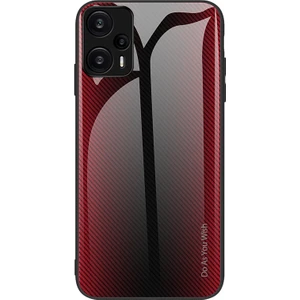 Lr Joyful Xiaomi Redmi Note 12 Turbo / Poco F5 5g Karbon Fiber Doku Kabuk Kapağı Temperli Cam Geri+Yumuşak Tpu Telefon Kılıfı (Yurt Dışından)