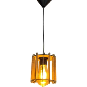 Dekoratif  Rustik Ahşap Sedef Avize Açık Meşe