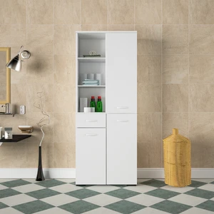 Modilayn 3 Kapaklı Tek Çekmeceli Raflı Banyo Dolabı Çok Amaçlı Dolap