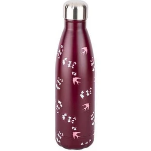 Bordo Çiçek Desenli Paslanmaz Çelik Su Şişesi 500ML
