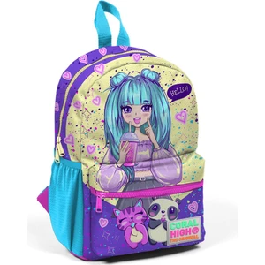 Coral High Minik Yuva Sırt Çantası Mor Pembe Anime Kız Desenli Iki Bölmeli 23535