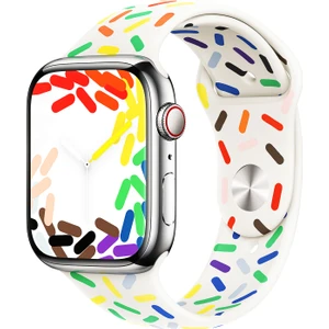 Apple Watch Seri 7/8/9 41mm ile Uyumlu Kordon Pride Style Jel Silikon Kordon Kayış