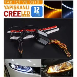 Far Içi Far Üstü Su Geçirmez Kayar LED Sinyalli 12 LED Yapışkanlı