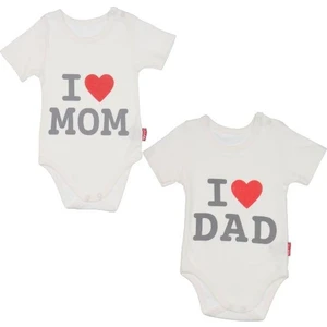 Dad & Mom 2'li Çıtçıtlı Body Beyaz Badi Zıbın Tulum