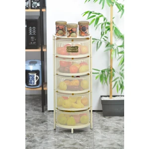 Yıldıray Metal (Kod:1056) Galvaniz Açılır Kapanır 5 Katlı Paslanmaz Krem Sebzelik