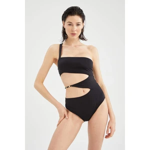 Fall in Love Regular Fit Tek Omuzlu Aksesuar Detayı Esnek Dokulu Mayo W9359AZ22SM