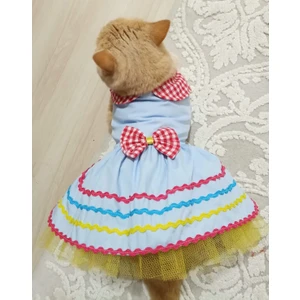 Renkli Papyonlu Tüllü Kedi Köpek Kıyafeti Elbisesi