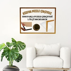 Puzzle Çerçevesi 1000 Parça Ölçü 66CM x 48CM  Ön Yüzey Kırılmaz Antireflektif Arka Yüzey Ahşap Mdf