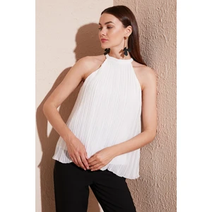 Halter Yaka Kolsuz Piliseli Kadın Bluz 611BZ0220