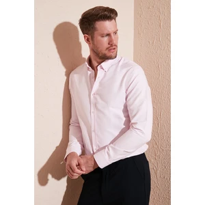 Pamuk Karışımlı Uzun Kollu Düğmeli Yaka Slim Fit Gömlek Erkek Gömlek CF23S7498
