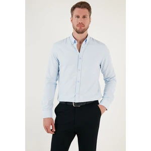 Pamuk Karışımlı Uzun Kollu Düğmeli Yaka Slim Fit Gömlek Erkek Gömlek CF23S7498