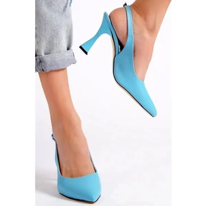 Skopje Shoes Somon Sivri 8 cm Arka Açık Klasik Topuklu Ayakkabı