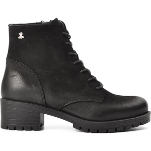 3312K Siyah Deri Kadın Topuklu Bot