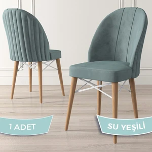 Jena Serisi 1 Adet Mutfak Sandalyesi Babyface Kumaş Doğal Ahşap Ayak Beyaz Kafes