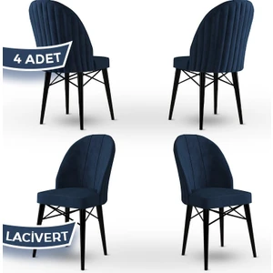 Jena Serisi 4 Adet Mutfak Sandalyesi 1.sınıf Babyface Ithal Kumaş Siyah Gürgen Ayak