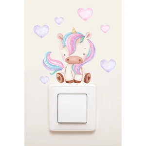 Kt Grup Priz - Pastel Unicorn ve Kalpler Dekoratif Priz Sticker