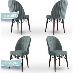 Jena Serisi 4 Adet Mutfak Sandalyesi 1.sınıf Babyface Ithal Kumaş Ceviz Gürgen Ayak