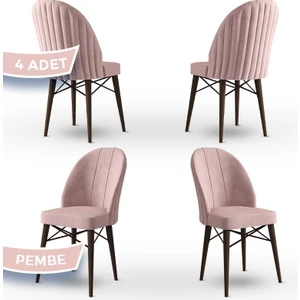 Jena Serisi 4 Adet Mutfak Sandalyesi 1.sınıf Babyface Ithal Kumaş Ceviz Gürgen Ayak