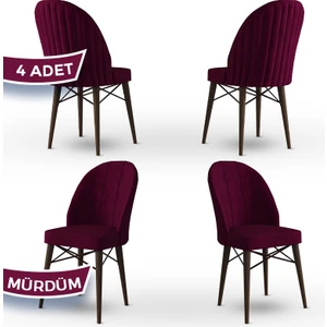 Jena Serisi 4 Adet Mutfak Sandalyesi 1.sınıf Babyface Ithal Kumaş Ceviz Gürgen Ayak