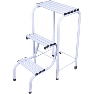 Metal Tabure Merdiven 3 Basamaklı Beyaz Renk Tabureli Merdiven