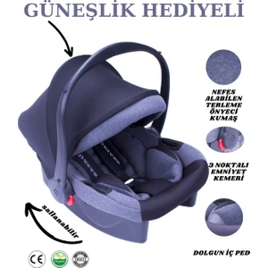 Yeni Güneşlikli Lüx Pedli Emniyet Kemerli Taşıma Puseti Ana Kucağı Oto Koltuğuna Sabitlenir