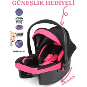 Yeni Güneşlikli Lüx Pedli Emniyet Kemerli Taşıma Puseti Ana Kucağı Oto Koltuğuna Sabitlenir
