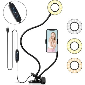 Youtuber Light Stüdyo Işığı Akrobat Selfie Işığı Masa Lambası Telefon Tutuculu Halka Işık