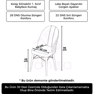 Jena Serisi 1 Adet Mutfak Sandalyesi Babyface Kumaş Doğal Ahşap Ayak Beyaz Kafes