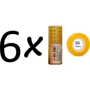 6 Paket Hasbant Şeffaf Para Bandı 50 Metre 12'li