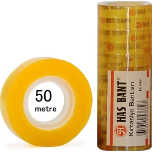 Hasbant Şeffaf Para Bandı 50 Metre 12'li