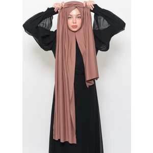 Hazır Pratik Geçmeli Lüks Organik Düz Penye Şal Çapraz Hizalı-Toprak