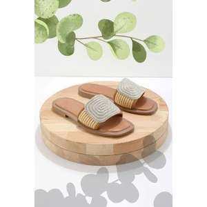 Bej Taba Hasır  Kadın Terlik K04862500528