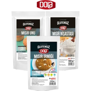 3'lü Glutensiz Un Seti Mısır Unu, Mısır Nişastası ve Mısır Irmiği 1 kg x 3 Adet